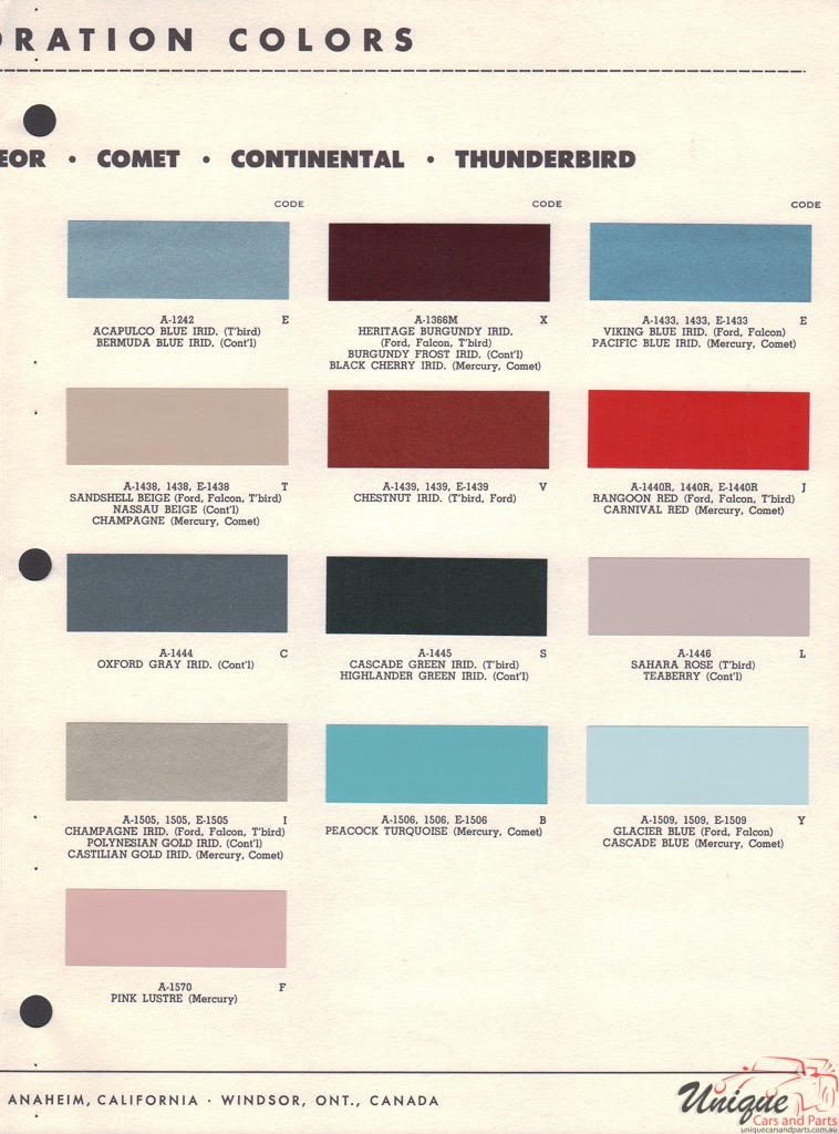 1963 Ford Paint Charts Rinshed-Mason 2
